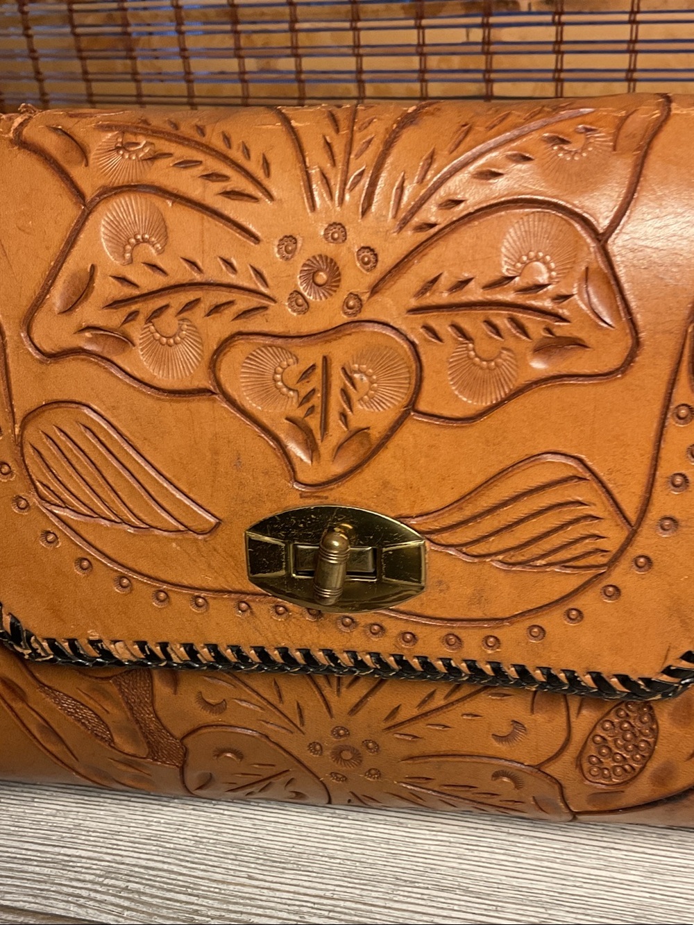 Vintage 1970 Colorado Hand Tooled Crossbody Bag